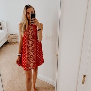 Red floral dress